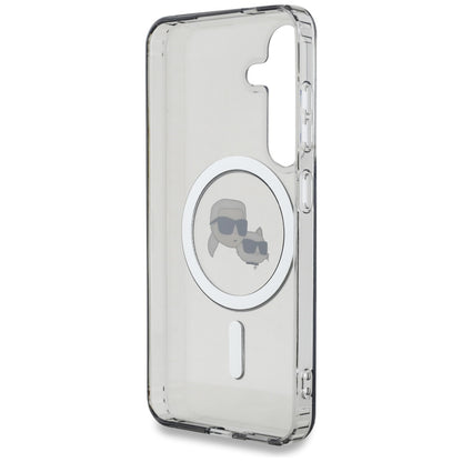 Étui MagSafe pour Samsung Galaxy S25+ S936, Karl Lagerfeld, IML Métal Karl & Choupette's Heads, Noir