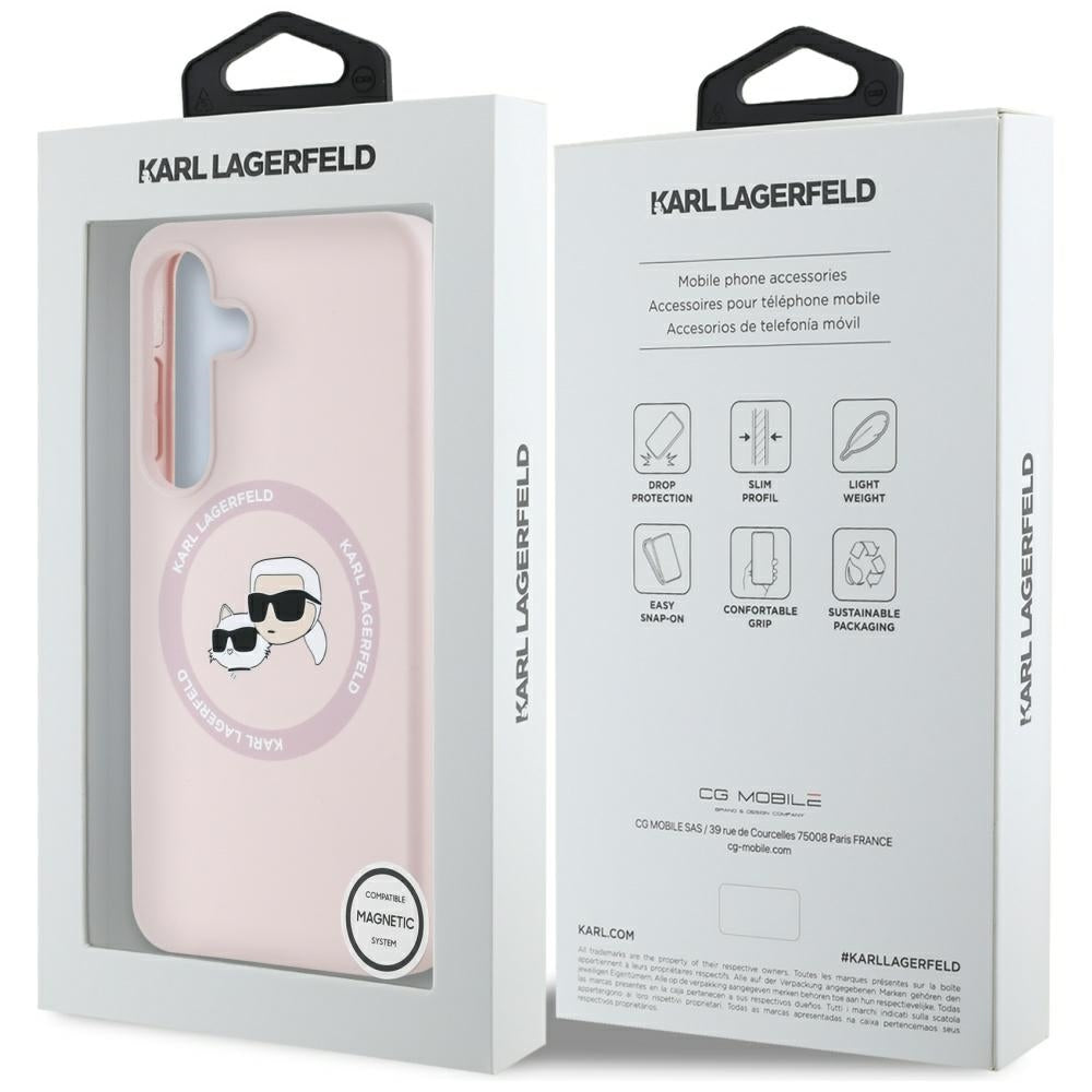 Étui MagSafe pour Samsung Galaxy S25+ S936, Karl Lagerfeld, Silicone Double Heads, Rose