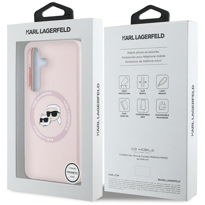 Étui MagSafe pour Samsung Galaxy S25+ S936, Karl Lagerfeld, Silicone Double Heads, Rose