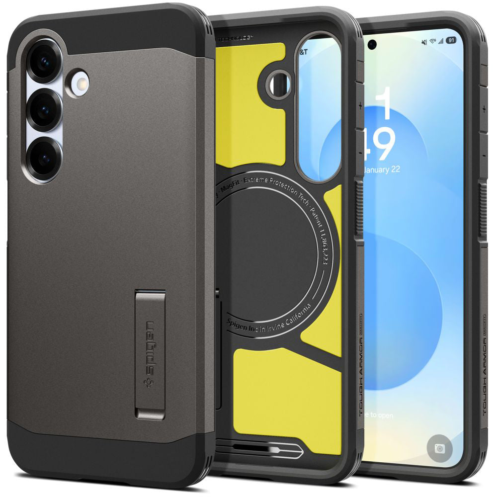 Coque MagSafe pour Samsung Galaxy S25+ S936, Spigen, Tough Armor, Gris