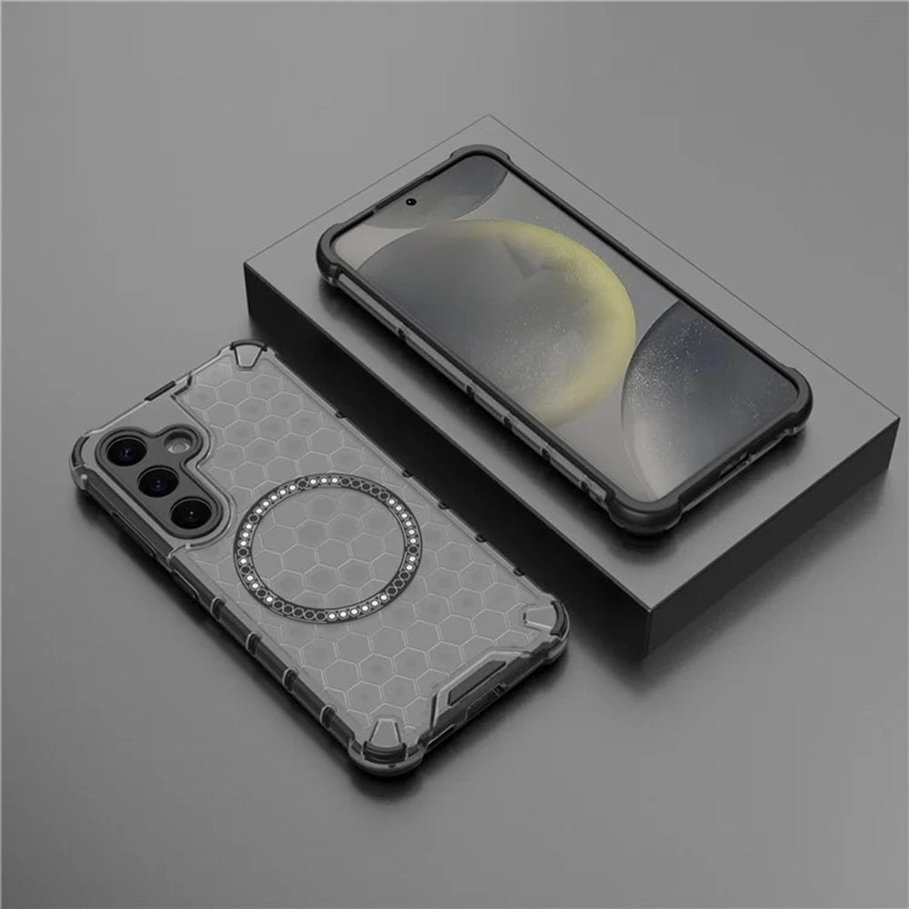 MagSafe-Hülle für Samsung Galaxy S25+ S936, Techsuit, HoneyComb Shield, Schwarz