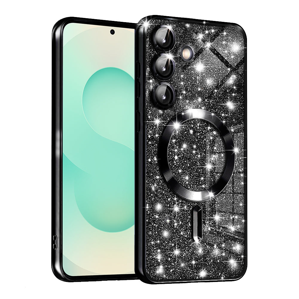 Coque MagSafe pour Samsung Galaxy S25+ S936, Techsuit, Luxury Glitter, Noire