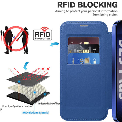 Coque MagSafe pour Samsung Galaxy S25+ S936, Techsuit, SmartMag Book, Bleue
