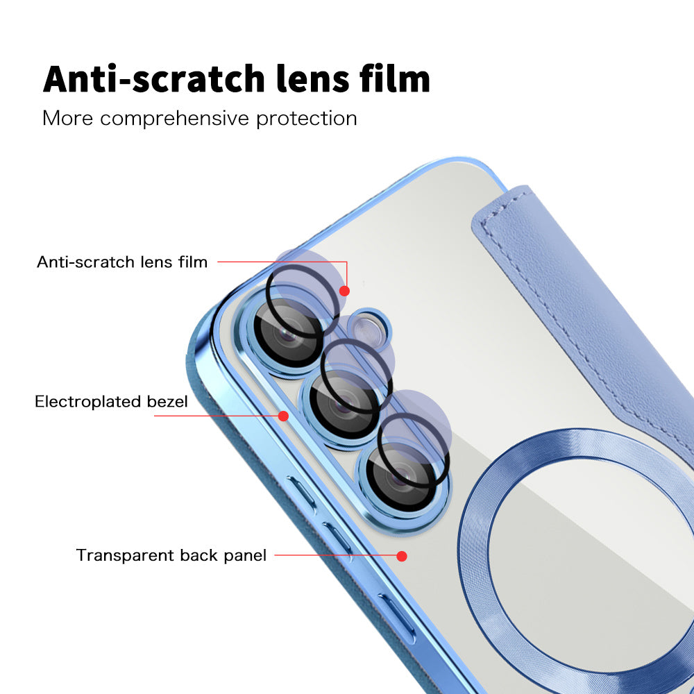 Coque MagSafe pour Samsung Galaxy S25+ S936, Techsuit, SmartMag Book, Bleu