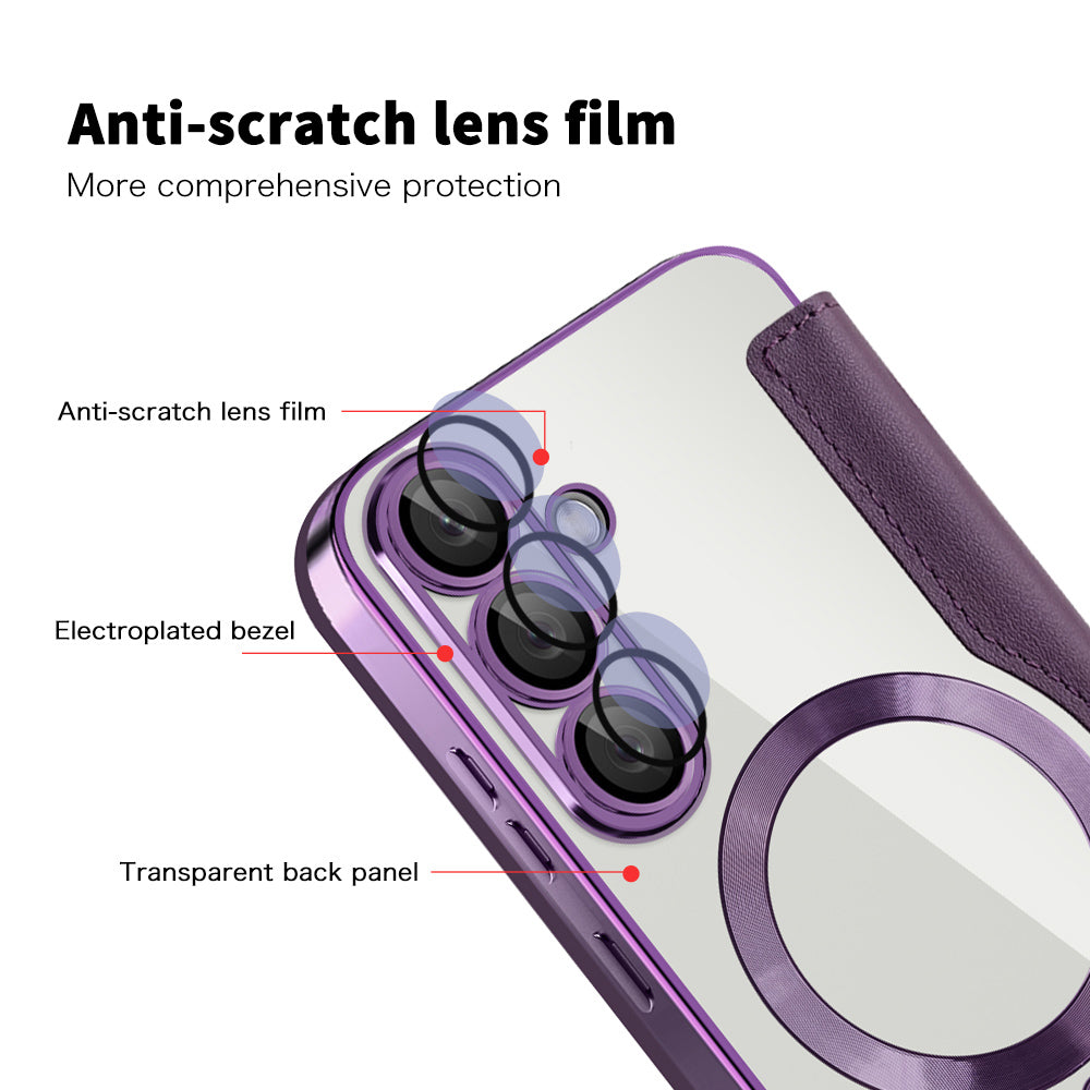 Coque MagSafe pour Samsung Galaxy S25+ S936, Techsuit, SmartMag Book, Violet