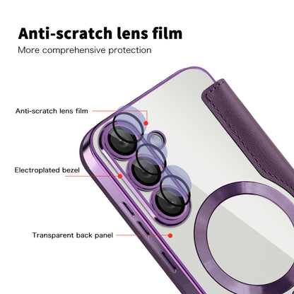 Coque MagSafe pour Samsung Galaxy S25+ S936, Techsuit, SmartMag Book, Violet