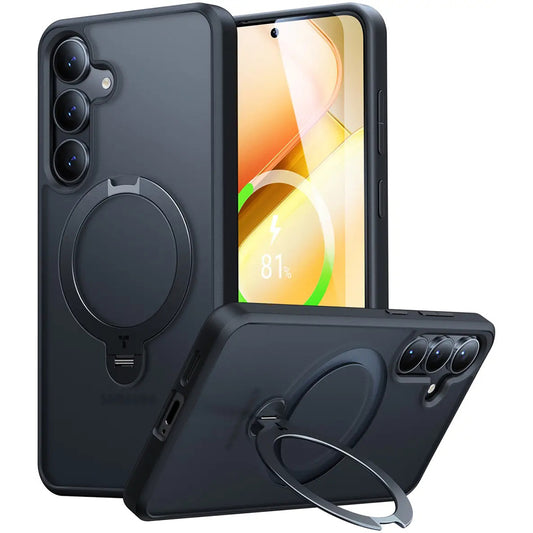 Étui MagSafe pour Samsung Galaxy S25+ S936, Torras, Ostand Spin, Noir