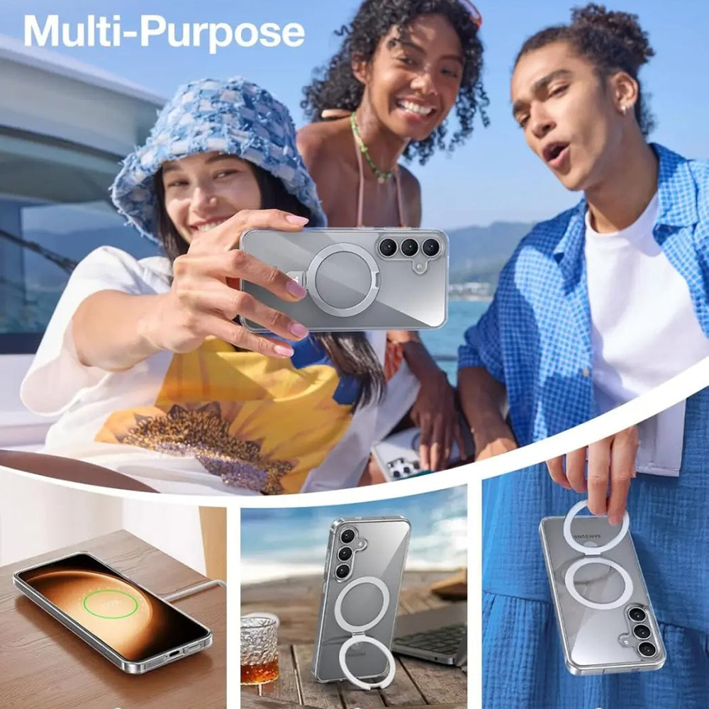 Coque MagSafe pour Samsung Galaxy S25+ S936, Torras, Ostand, Transparente