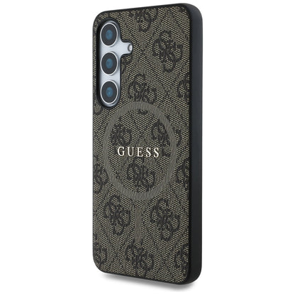 MagSafe Hülle für Samsung Galaxy S25 S931, Guess, 4G Ring Classic Logo, Braun