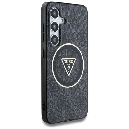 MagSafe Hülle für Samsung Galaxy S25 S931, Guess, IML Glitter 4G Circle Triangle, Schwarz