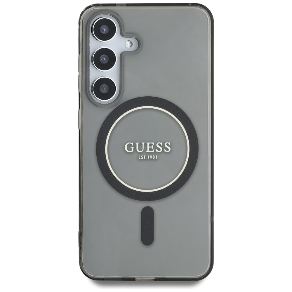 Étui MagSafe pour Samsung Galaxy S25 S931, Guess, IML Glitter Circle, Noir