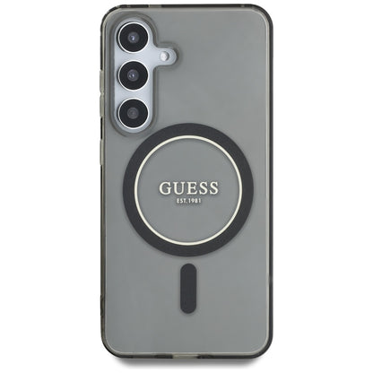 Étui MagSafe pour Samsung Galaxy S25 S931, Guess, IML Glitter Circle, Noir