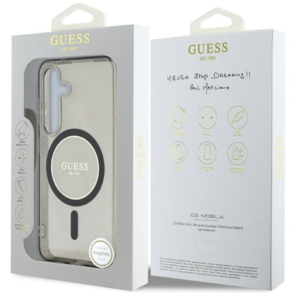 Étui MagSafe pour Samsung Galaxy S25 S931, Guess, IML Glitter Circle, Noir