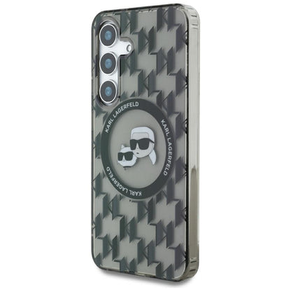 MagSafe Case for Samsung Galaxy S25 S931, Karl Lagerfeld, IML Monogram Karl & Choupette's Heads, Black