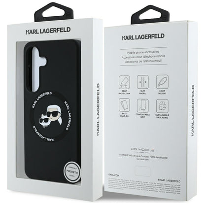 Housse MagSafe pour Samsung Galaxy S25 S931, Karl Lagerfeld, Silicone Double Heads, Noire
