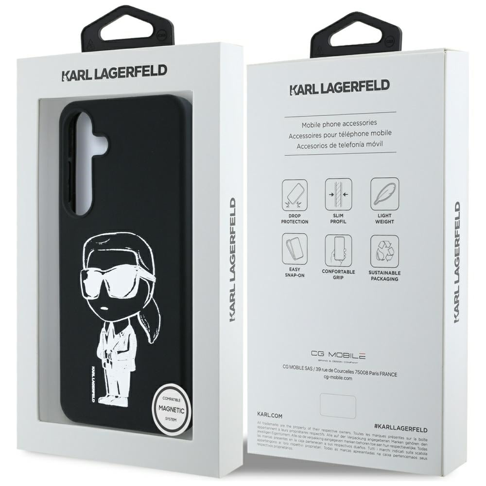 Étui MagSafe pour Samsung Galaxy S25 S931, Karl Lagerfeld, Silicone Graffiti, Noir