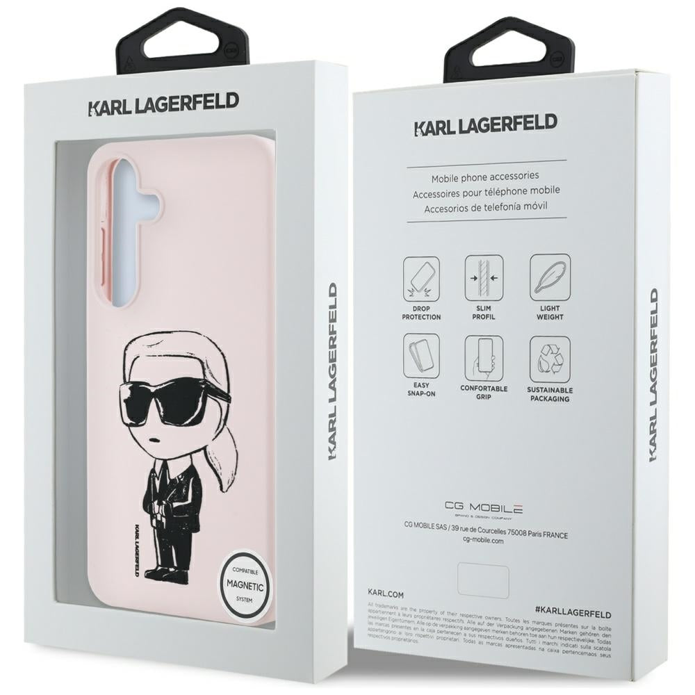 Housse MagSafe pour Samsung Galaxy S25 S931, Karl Lagerfeld, Silicone Graffiti, Rose