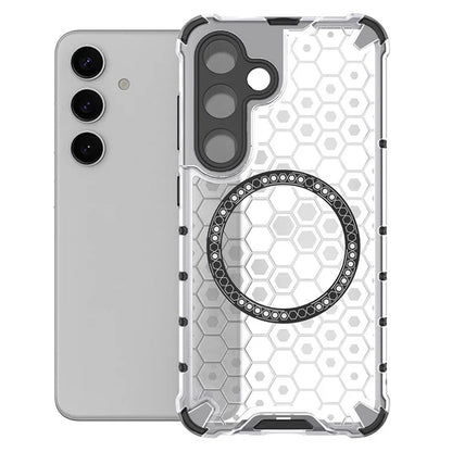 Coque MagSafe pour Samsung Galaxy S25 S931, Techsuit, HoneyComb Shield, Blanche