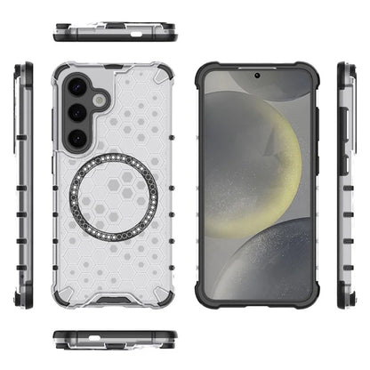 Coque MagSafe pour Samsung Galaxy S25 S931, Techsuit, HoneyComb Shield, Blanche