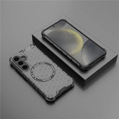 MagSafe-Hülle für Samsung Galaxy S25 S931, Techsuit, HoneyComb Shield, Schwarz