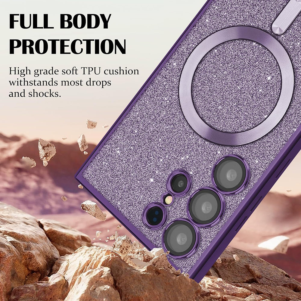 MagSafe Case for Samsung Galaxy S25 S931, Techsuit, Luxury Glitter, Black