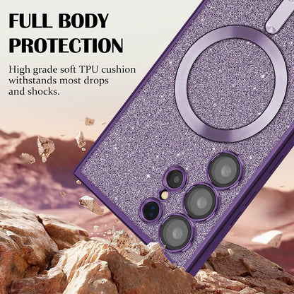 MagSafe Case for Samsung Galaxy S25 S931, Techsuit, Luxury Glitter, Black