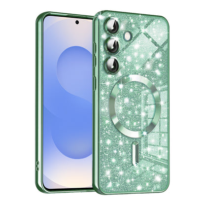 Coque MagSafe pour Samsung Galaxy S25 S931, Techsuit, Luxury Glitter, Vert Clair