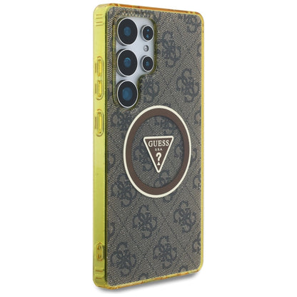 Étui MagSafe pour Samsung Galaxy S25 Ultra S938, Guess, IML Glitter 4G Circle Triangle, Marron