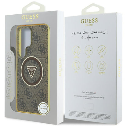 Étui MagSafe pour Samsung Galaxy S25 Ultra S938, Guess, IML Glitter 4G Circle Triangle, Marron