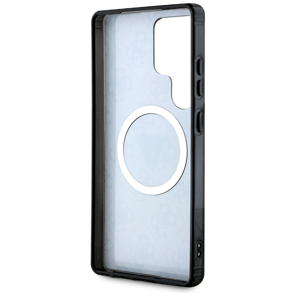 Coque MagSafe pour Samsung Galaxy S25 Ultra S938, Guess, IML Glitter 4G Circle Triangle, Noire