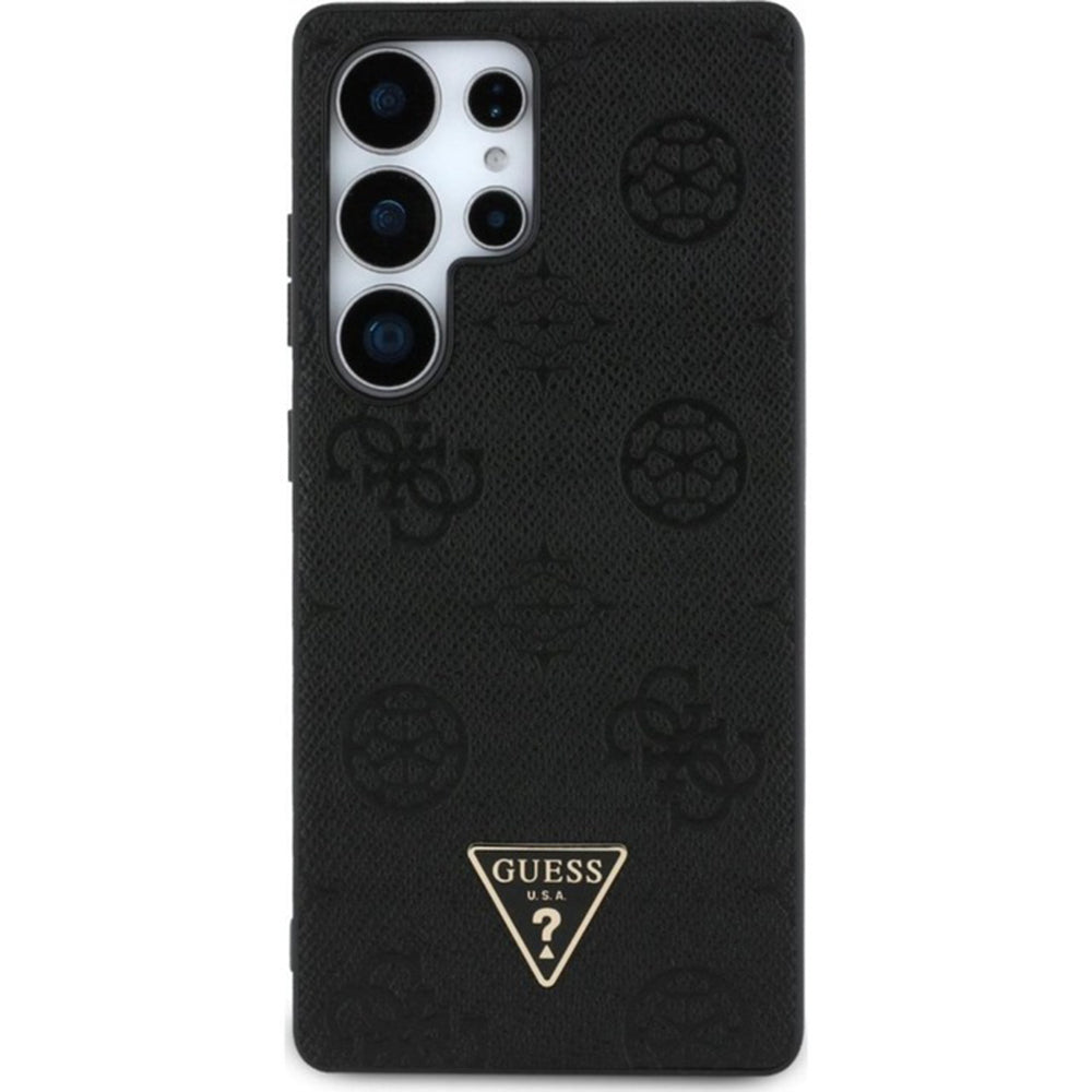 MagSafe Hülle für Samsung Galaxy S25 Ultra S938, Guess, Peony Grained Hot Stamp Triangle, Braun