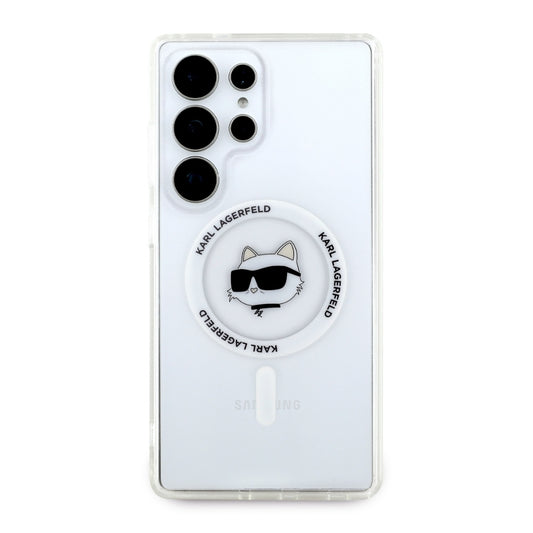 Coque MagSafe pour Samsung Galaxy S25 Ultra S938, Karl Lagerfeld, IML Choupette's Head, Blanche