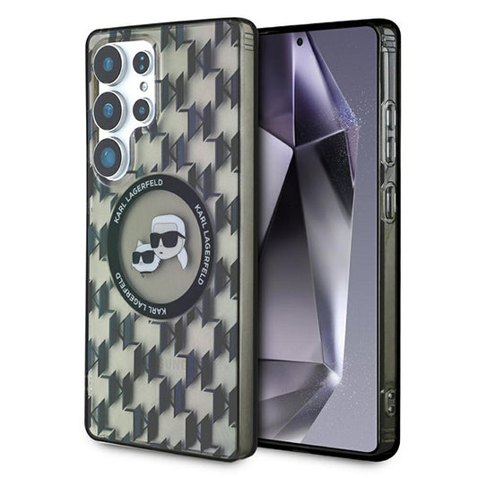 MagSafe Hülle für Samsung Galaxy S25 Ultra S938, Karl Lagerfeld, IML Monogramm Karl & Choupette's Köpfe, Schwarz