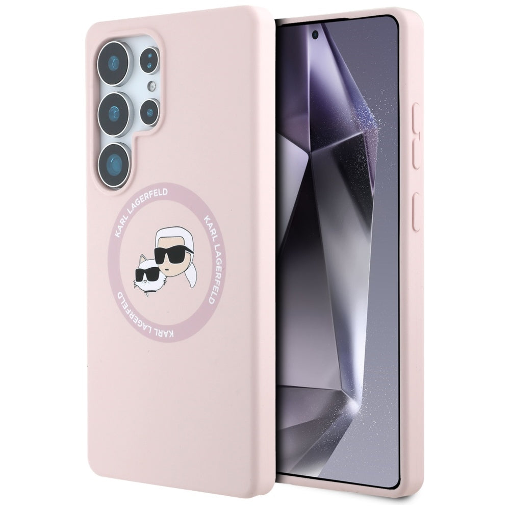 Housse MagSafe pour Samsung Galaxy S25 Ultra S938, Karl Lagerfeld, Silicone Double Heads, Rose
