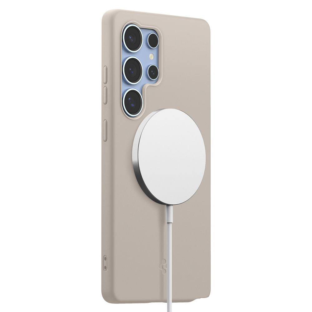 MagSafe Hülle für Samsung Galaxy S25 Ultra S938, Spigen, Silicone Fit, Beige