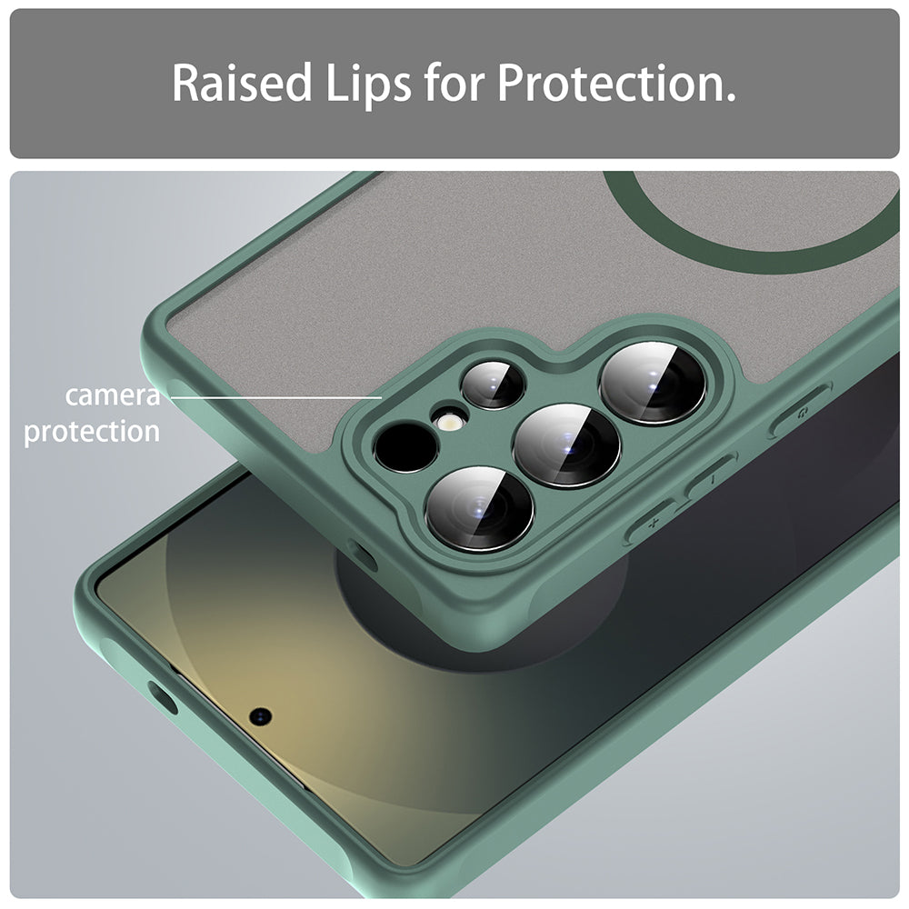 Coque MagSafe pour Samsung Galaxy S25 Ultra S938, Techsuit, HaloFrost II, Vert