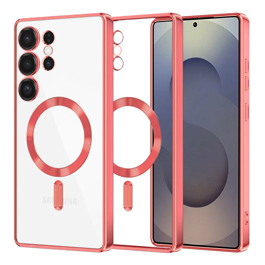 MagSafe Case for Samsung Galaxy S25 Ultra S938, Techsuit, Luxury Crystal, Red