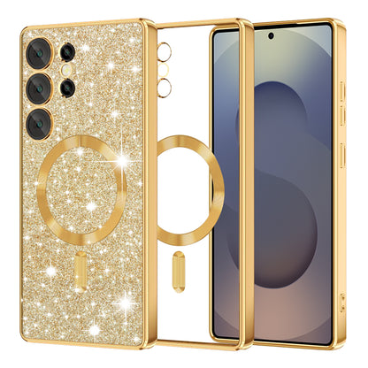 Coque MagSafe pour Samsung Galaxy S25 Ultra S938, Techsuit, Luxury Glitter, Dorée