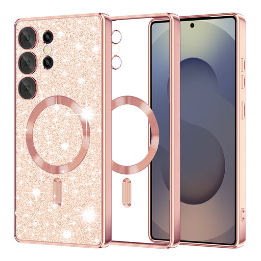 MagSafe-Hülle für Samsung Galaxy S25 Ultra S938, Techsuit, Luxury Glitter, Roségold