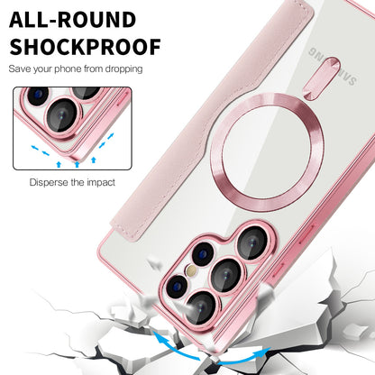 MagSafe Case for Samsung Galaxy S25 Ultra S938, Techsuit, SmartMag Book, Pink