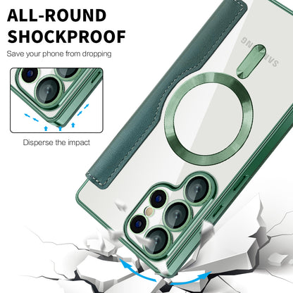 MagSafe Case for Samsung Galaxy S25 Ultra S938, Techsuit, SmartMag Book, Green