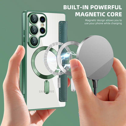 MagSafe Case for Samsung Galaxy S25 Ultra S938, Techsuit, SmartMag Book, Green