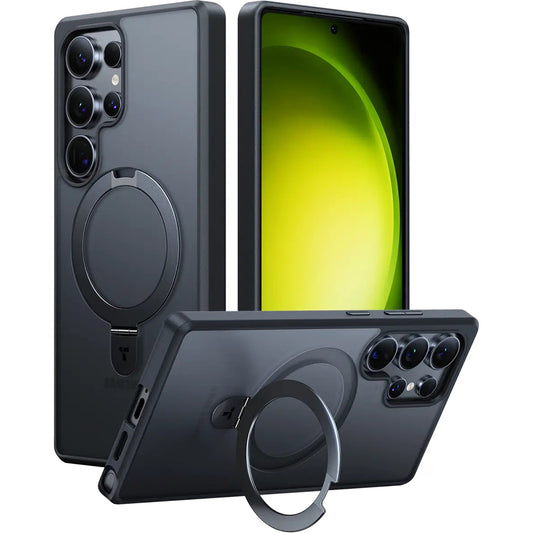 Coque MagSafe pour Samsung Galaxy S25 Ultra S938, Torras, Ostand, Noire