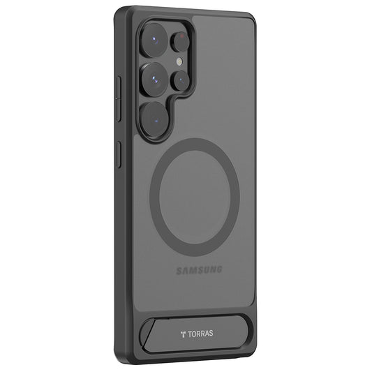 Coque MagSafe pour Samsung Galaxy S25 Ultra S938, Torras, Pstand, Noire