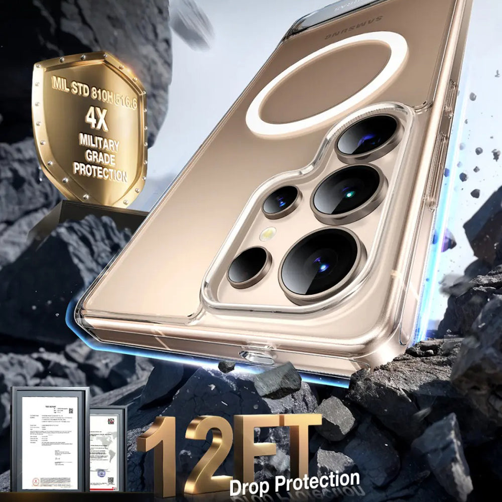 MagSafe Hülle für Samsung Galaxy S25 Ultra S938, Torras, Pstand, Transparent