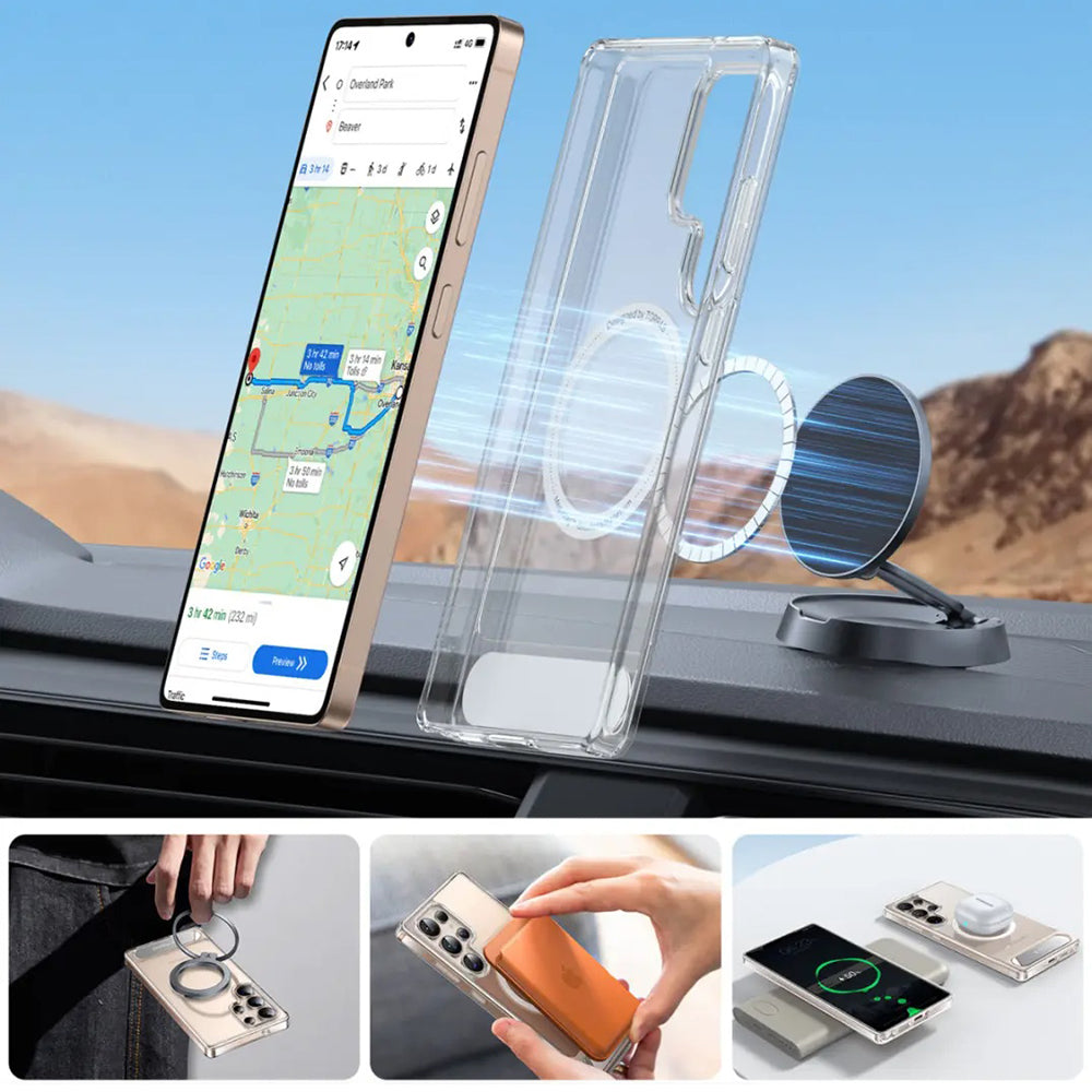 MagSafe Hülle für Samsung Galaxy S25 Ultra S938, Torras, Pstand, Transparent