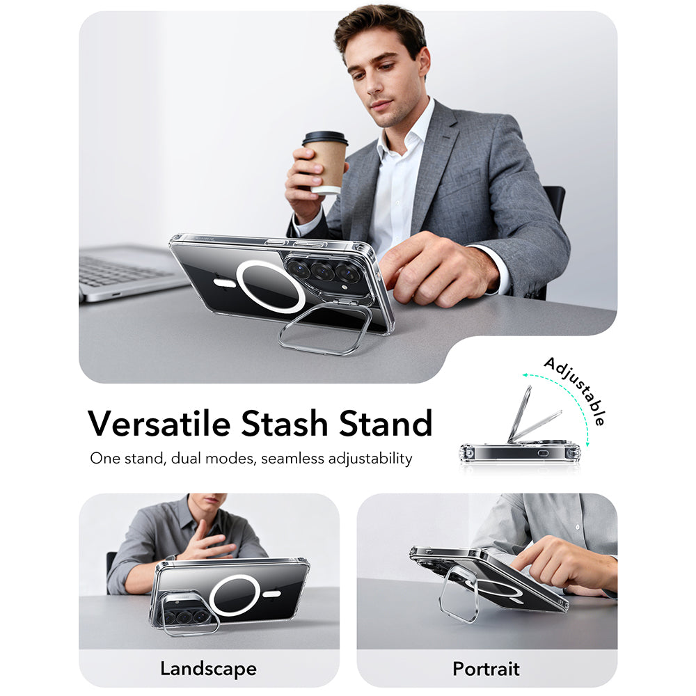 Coque MagSafe pour Samsung Galaxy S26, ESR, Classic Hybrid Kickstand, Transparente