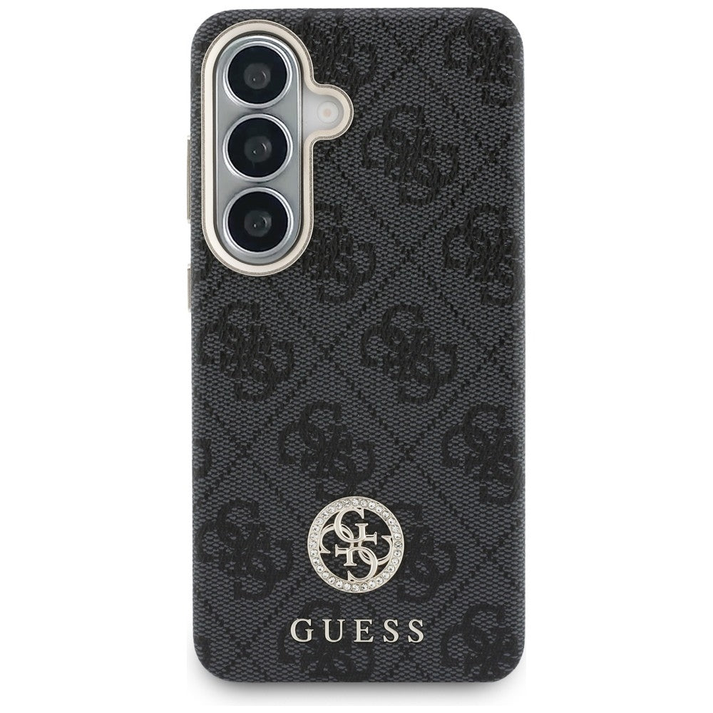 Coque MagSafe pour Samsung Galaxy S26 Plus S947, Guess, Logo Rond 4G en Strass, Noire