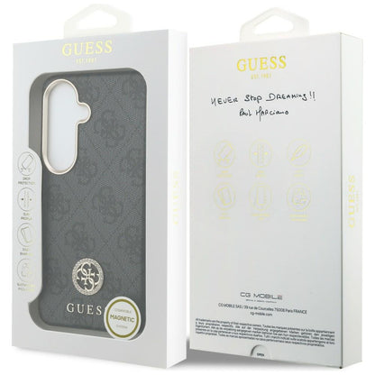 Coque MagSafe pour Samsung Galaxy S26 Plus S947, Guess, Logo Rond 4G en Strass, Noire