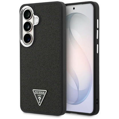 Coque MagSafe pour Samsung Galaxy S26 Plus S947, Guess, Logo Triangle Pailleté Fixe, Noire
